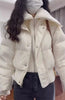 Autumn Winter Women Fake Two Pieces Padded Jacket Turn-down Collar Crop Down Jacket Korean Thick Parkas Outwears Designer
