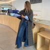 Elegant Cloak Double Breasted Long Coats Women Retro Lapel Double Side Loose Coat Female Autumn Winter Lady Outwear