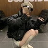 Women Thick Warm Cotton Short Jacket Rhinestones Winter Stand Collar Down Coat Shiny Crystal Cropped Puffer Parka Пуховики