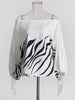 Casual Printing Two Piece Sets For Women Slash Neck Lantern Sleeve Tops High Waist Pant Loose Set Female
