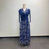Pleated Women's Gold Foil Printing Dress Feather Rhinestone Blazer Collar Elegant Fake Two Pieces Tie Clothing