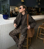 Vintage Leopard Print Denim Jean Women Y2K Casual High Waist Straight Pencil Long Pants Harajuku Streetwear Chic Female Trousers