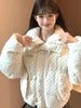 Sweet Polka Dot Parkas Women Winter Loose Casual Thicken Button Patchwork Puffy Coats Korean Fur Collar Female Outwear