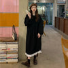 Autumn Korean Style Dress Women Ruffles Patchwork O Neck Long Sleeve Dresses Slim Waist Elegant Vestidos Mujer