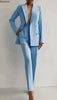Women's Matching Sets V Neck Double Breasted Design Blazer Tops+Suit Pant Office Ladies Outfit Elegant 2 Piece Sets