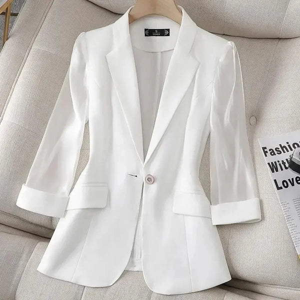 Blazer Women Suit Jacket Female Feminine Blazers Notched Collar Business Suit Elegant Office Ladies Blaser Outwear