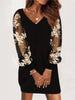 Dresses For Women Sexy V Neck Mesh Lace Sleeve Loose Dress Spring Autumn Casual Elegant Office Ladies Dress Robe Femme