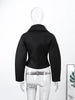 Stand Collar Side Placket Suit Jacket Women Elegant Long Sleeve Button Pocket Loose Coats Spring Chic Office Lady Outerwears