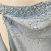 Designer Women's Party Gown With Detachable Cape Diamonds Beaded Embellishments Long Dress