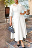 Elegant Churchs Black Dress for Women Round Neck 3/4 Sleeve Pocket Vintage Contrast Midi Dresses Autumn Clothing