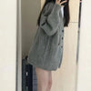 Korean College Style Single Breasted Cardigans Loose and Lazy V-neck Big Pocket Knitted Cardigan Women's Coat Sweater