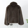 Women Solid Faux Fur Coat Elegant Lapel Collar Long Flare Sleeve Loose Jackets Winter Warm Female Chic High Street Outerwear