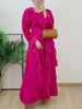 Ruffles Pleated Dress Women Round Neck Flare Sleeves Solid Maxi Belt Dresses Party Spring 2AA1502