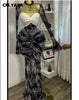 Women Leaf Printed Stacked Ruched Draped V-neck Maxi Long Bodycon Dress Holiday Birthday Club Party Evening Dresses