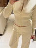 Fall Winter Knitted Suit Solid Cardigan Top Women's O neck Knitted Sweater Straight Trousers Two Piece Set Casual