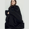 Chic Stand Collar Long Woolen Coats Women Loose Puff Sleeve Single Breasted Solid Warm Overcoat Autumn Winter Lady Outwear