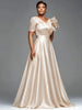Women Formal Plus Size Dress V‑Neck Mixed Ruffle 3D Sleeve Maxi Dress Pockets Elegant Wedding Guest Evening Party Dress