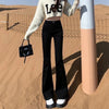 Woman High Waist Vintage Flare Jeans Female Elastic Bell Bottom Pants Girls Black Brown Deep Blue Light Blue Denim Trousers