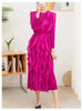 Ruffles Pleated Dress For Women Round Neck Long Sleeves Belt Dresses Female Festival Clothing Spring 2DA3661