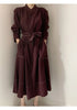 Spring Autumn Single Breasted Women's Shirt Dresses Sashes Stand Collar Korean Casual Straight Dress Female