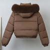 Winter Short Parkas Women's Cotton-padded Clothes Fleece Lining Thicken Warm Outerwear Fur Collar Removable Hooded Quilted Coat