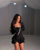 Flare Sleeve Ruffle Sexy V Neck Mini Dress Women Robe Irregular Single-breasted High Waist Slim A-line Club Dress