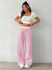 Women's Casual Striped Woven Wide Leg Pants Fall Winter Casual Stylish Full Length Trousers Y2K Clothes Streetwear