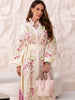 Retro Floral Print Women's Long Dress With Tassel Belt Stand Collar Long Sleeve Muslim Kaftan Dresses Spring Lady Robes