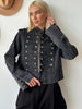 Retro Denim Military Jacket Women Solid Vintage Stand Collar Single Breasted Slim Short Jackets Lady Daily Street Outerwear
