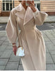 Winter Coat For Women Solid Loose Lapel Double Breasted Trench Vintage Long Sleeve Jackets Warm Thick Woman Coats
