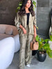 Print Loose Pant Sets Women's Suit Green Oversized Long Sleeve Shirt Set 2 Piece Woman Elegant Floral Lace-Up Trousers Sets