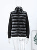 Women's Faux Fur Coats Furry Patchwork Knit Sleeve Bomber Jackets Autumn Female Stand Collar Loose Coat Lady Outerwears