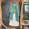 Spring Retro Print Ramie Loose Women Thin Wind Coats Leisure Long Trench Vintage Chinese Style Coat