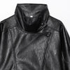 Black Jacket Women's Coat Faux Leather Jacket Outerwears Demi-Season Bomber Moto Biker Zipper Jacket High Neck Short Coat