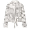 Crop Polka Dot Jacket Women's Bomber Jacket Spring Women's Belt Pockets Button Long Sleeve Top Outdoor Outerwears