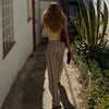 Multicolor Striped Low Waisted Pants Straight Leg Full Length Retro Colorful Trousers Spring Casual Lady Daily Wear
