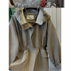 Spring Autumn Korean The Design Sense Niche Loose Casual Hem Drawstring Waist Hooded Windbreaker Female Long Coat Lady Top