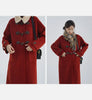 Lamb Wool Collar Duffle Coat Women Long Wool-Like Overcoat Elegant Loose Fit Warm Winter Outerwear Clothing