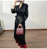 Spring Autumn Long Soft Elegant Flowy Satin Acetate Trench Coat for Women Chic British