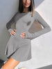 Women Spring Autumn Long Sleeve Knitted Streetwear Bodycon Short Mini Dress Items For Business