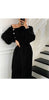High end Knitted Dress Women's Autumn Winter Stretch Sweaters Long Dress Female Retro Chic buttons stylish Turtleneck Base dress