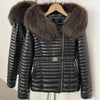 Oftbuy Winter Real Fox Fur Collar Coat Women Duck Down Jacket Female PU Leather Belted Hooded Warm Duck Down Parka Outerwear