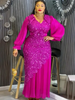 Elegant African Dresses for Women Plus Size Sequin Evening Party Long Dress Dashiki Ankara Turkey Outfits Robe African Clothes