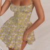 Sexy Lace Print Mini Dress Hotsweet Long Sleeve Dresses Female Elegant Square Collar Backless Dress Ladies Ballet Party Dress
