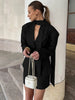 Solid Slim Elegant Jacket Women's Autumn Lace Up Patchwork Long Sleeve Bodycon Blazer Femme Office Commuter Coats