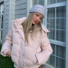 Winter Fur Collar Pink Cotton Women Hooded Jacket Harajuku High Street Cold-Proof Thick Cotton Jacket