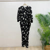Balck Dot Printting Pleated Women's Dress V Collar Batwing Sleeve Mid-Length Mermaid Dresses 2DB6625