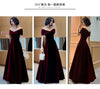 Spring Long Elegant Wine Red Soft Velvet Evening Party Wedding Dresses for Women Off Shoulder Maxi Dress