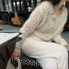 French Style Mohair Cardigan Sweater Women Autumn Sexy Hollow Out Short Knitted Coats Mujer Y2K Chic Design Streetwear Tops