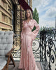 Autumn Elegant Printed Satin Long Dress Women Slim Lace Up V-neck Full Sleeve Pleat Dresses Lady Party Evening Robes